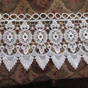 Vintage jcpenney crocheted valance  ivory 12x56"